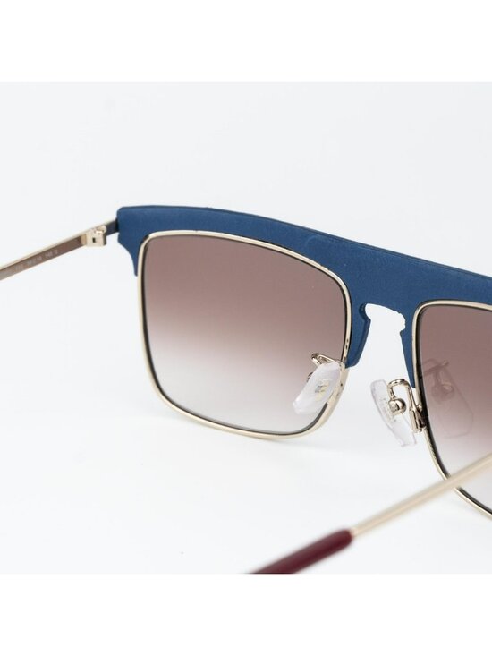 Loewe Women Sunglasses Gold Blue Leather Brown Gradient Square LW40006U 33G